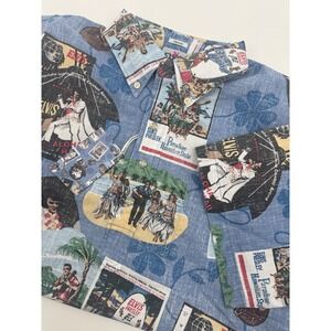 NEW Reyn Spooner Elvis In Hawaii Aloha Shirt Blue NWT Men's L Button Aloha $119